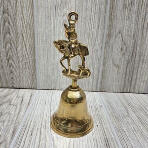 Vintage Solid‎ Brass Horse And Hound 6” Bell Made In England Dog Huntsman